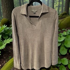 Barefoot Dreams CozyChic Ultra Lite Collared Shirt Pullover NWOT Drftwd Small
